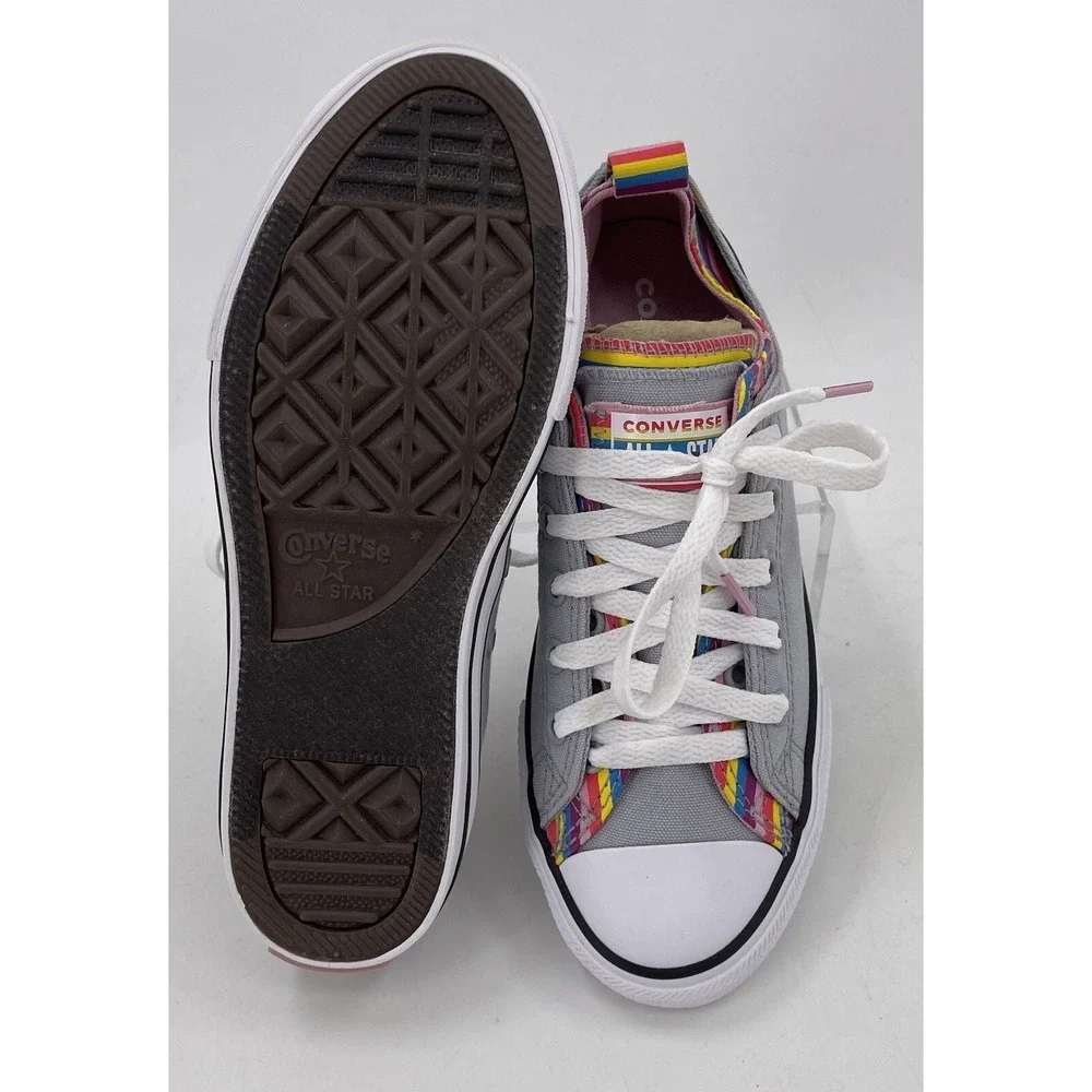 Converse All Star 669818F Gray Rainbow Stripe Low Sneaker Shoes Juniors Size 3